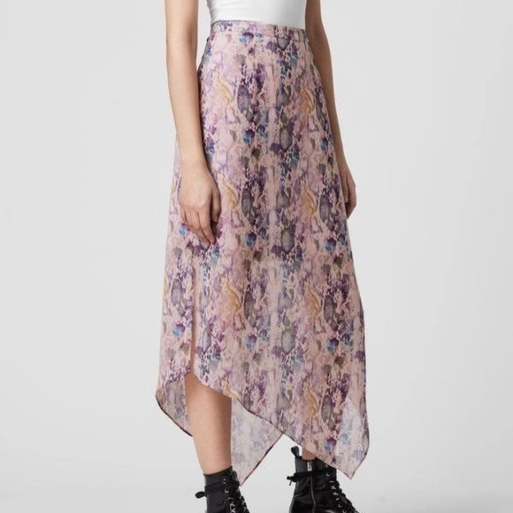 ALLSAINTS RHEA MASALA SKIRT IN MINK PINK Size 4